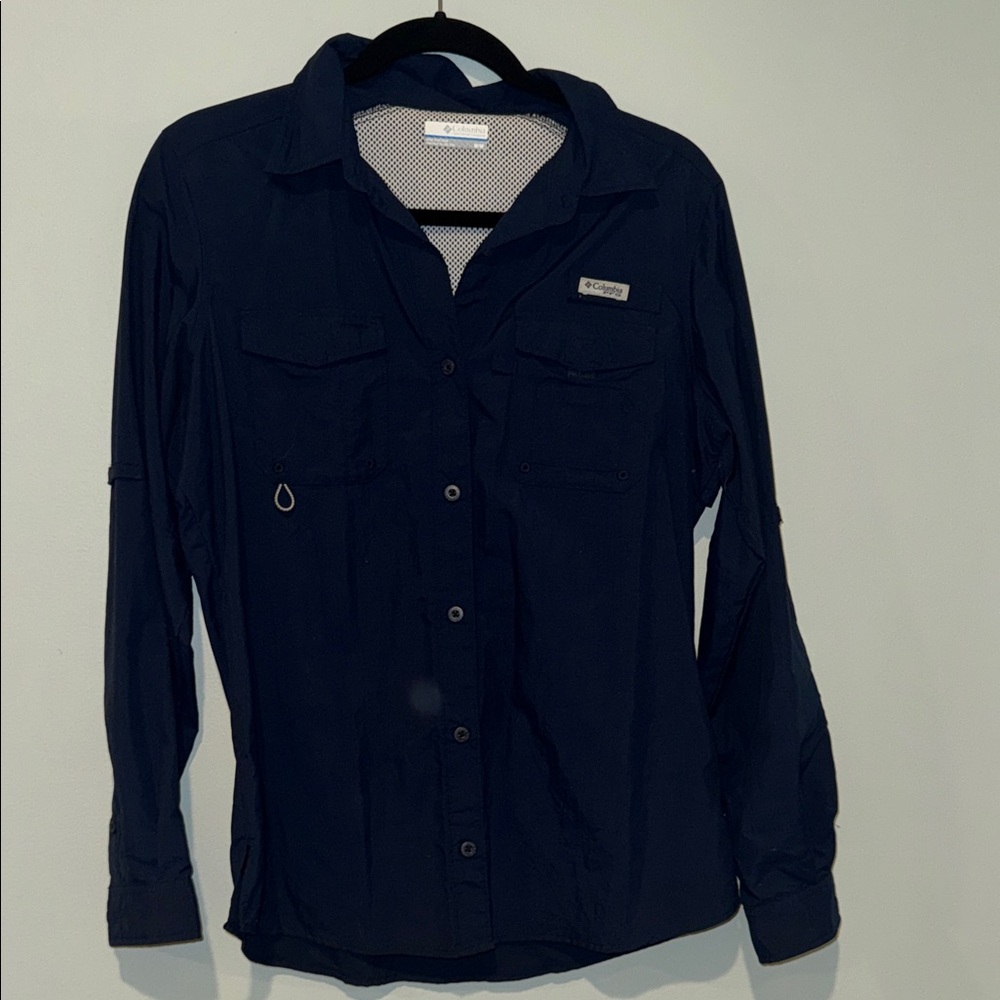 Columbia PFG Navy Long Sleeve Shirt